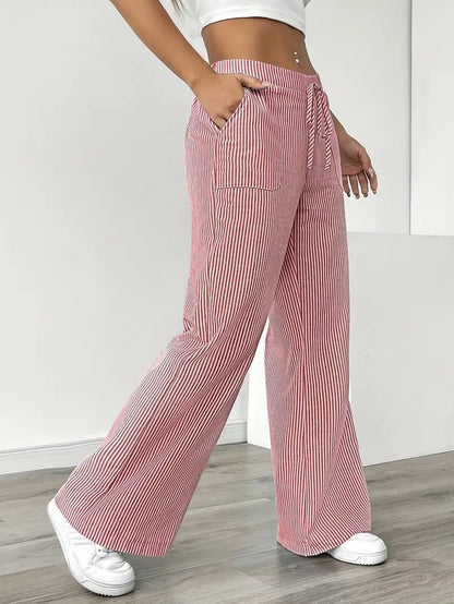 Women’s Linen Striped Wide Leg Trousers