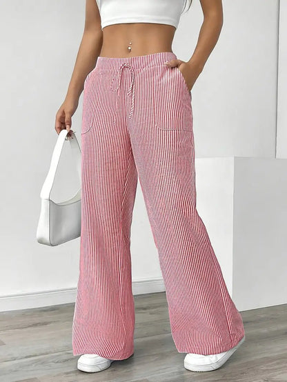 Women’s Linen Striped Wide Leg Trousers