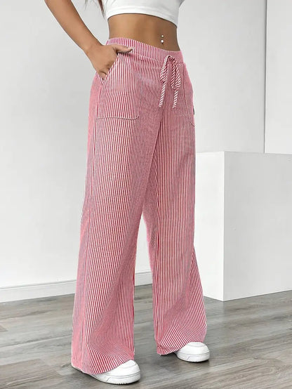 Women’s Linen Striped Wide Leg Trousers