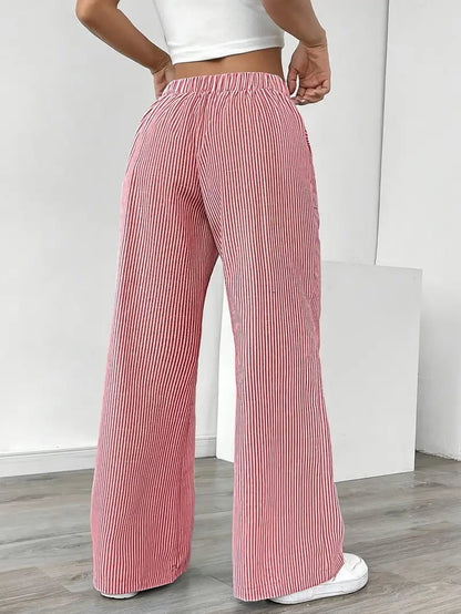 Women’s Linen Striped Wide Leg Trousers