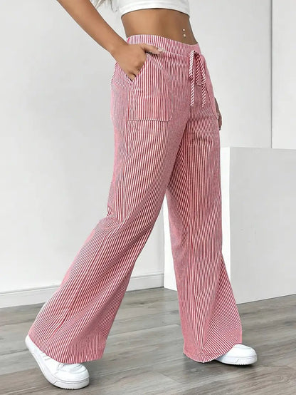 Women’s Linen Striped Wide Leg Trousers