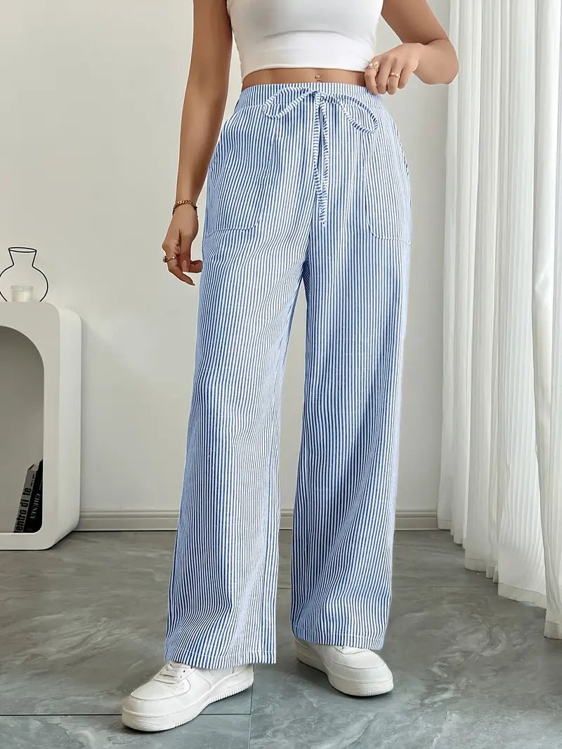 Women’s Linen Striped Wide Leg Trousers