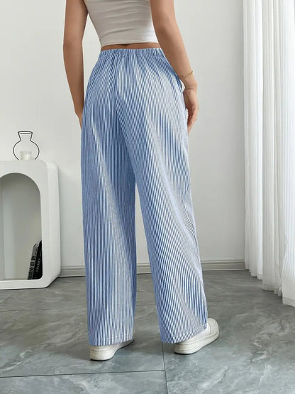 Women’s Linen Striped Wide Leg Trousers