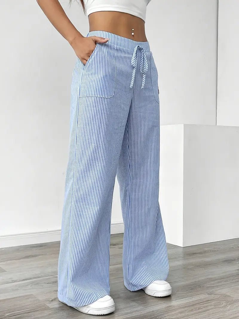 Women’s Linen Striped Wide Leg Trousers