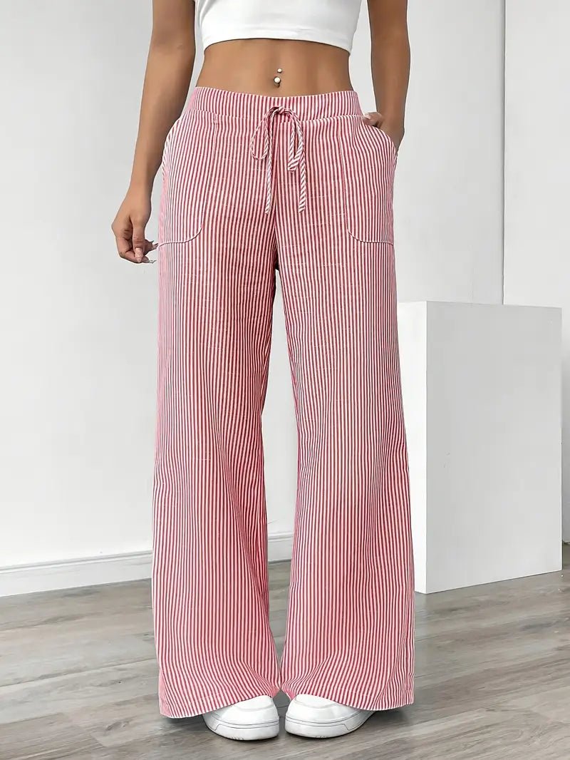 Women’s Linen Striped Wide Leg Trousers