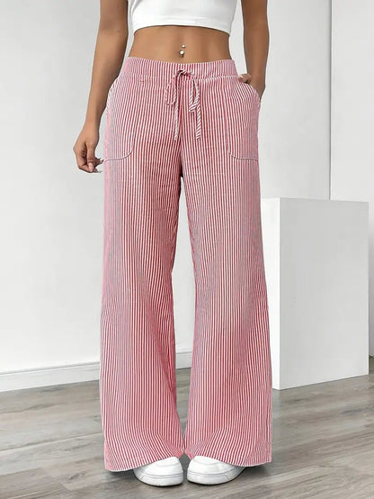 Women’s Linen Striped Wide Leg Trousers