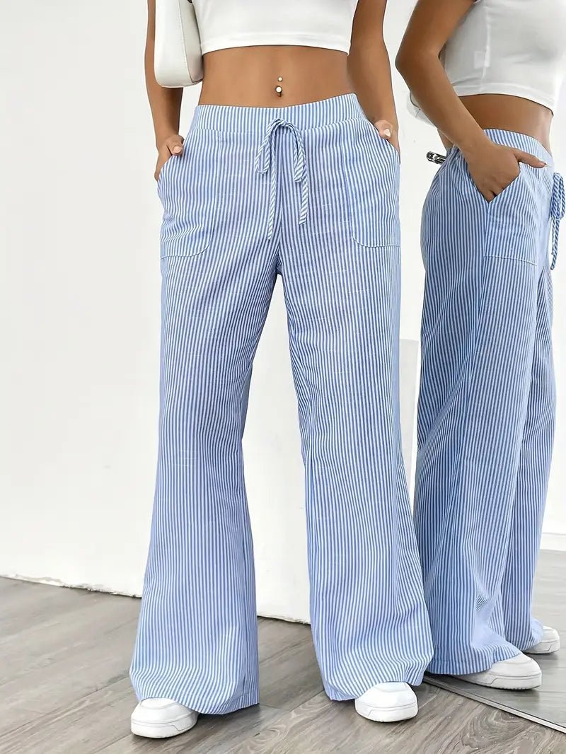 Women’s Linen Striped Wide Leg Trousers