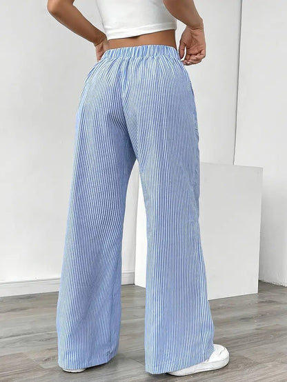 Women’s Linen Striped Wide Leg Trousers
