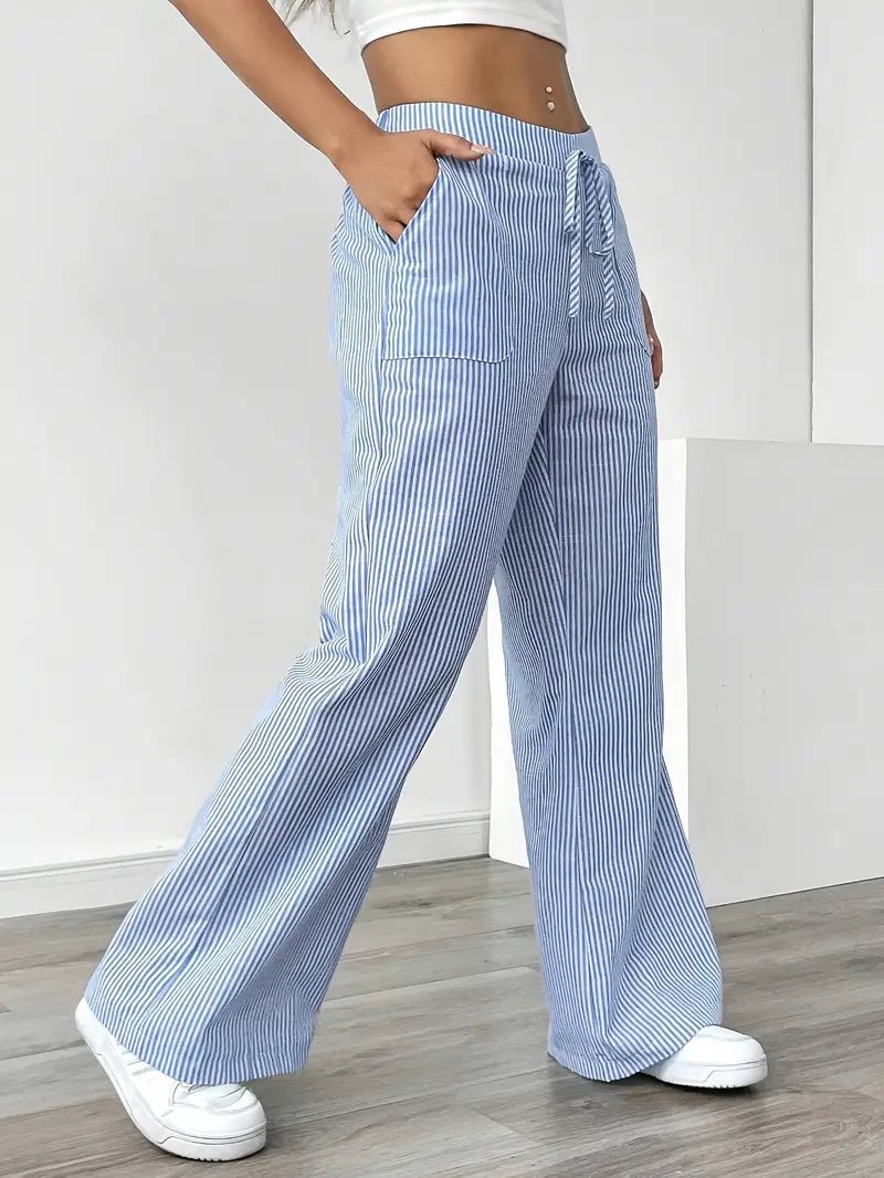 Women’s Linen Striped Wide Leg Trousers
