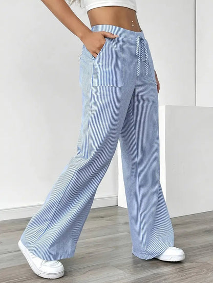 Women’s Linen Striped Wide Leg Trousers