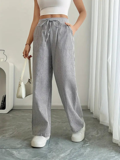 Women’s Linen Striped Wide Leg Trousers