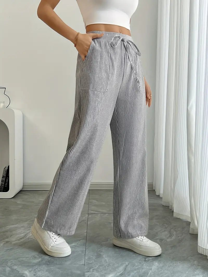 Women’s Linen Striped Wide Leg Trousers