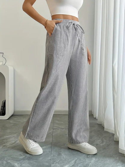 Women’s Linen Striped Wide Leg Trousers