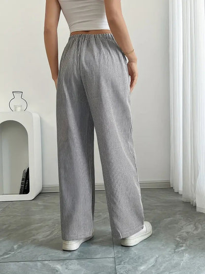 Women’s Linen Striped Wide Leg Trousers