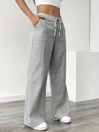 Women’s Linen Striped Wide Leg Trousers
