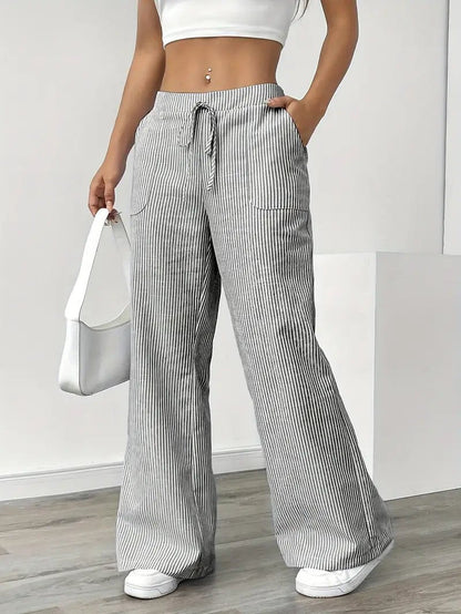 Women’s Linen Striped Wide Leg Trousers