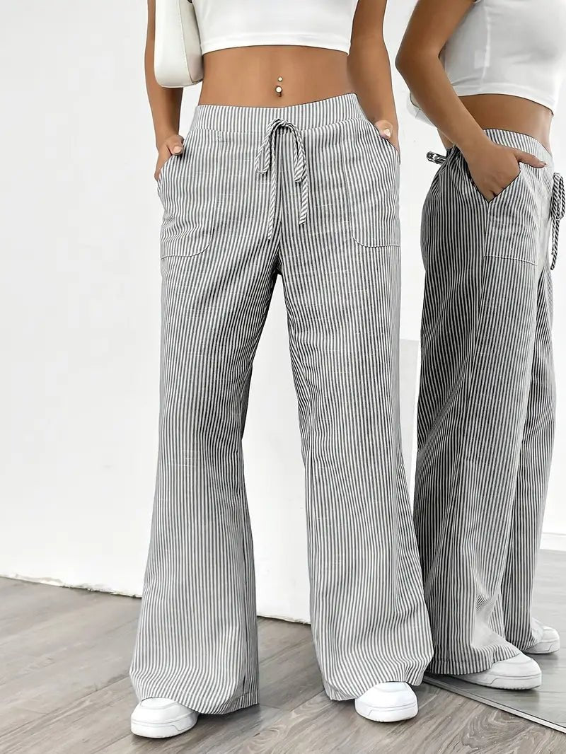 Women’s Linen Striped Wide Leg Trousers