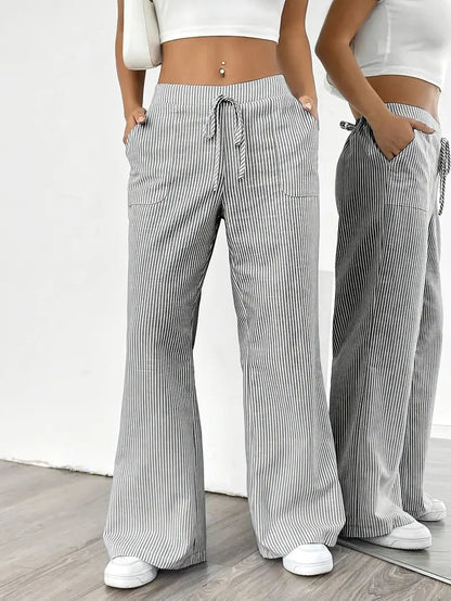 Women’s Linen Striped Wide Leg Trousers