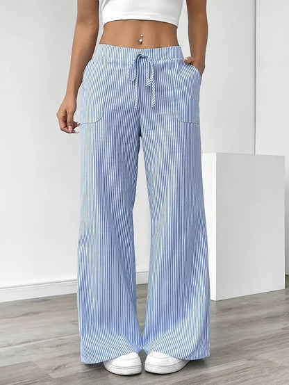 Women’s Linen Striped Wide Leg Trousers