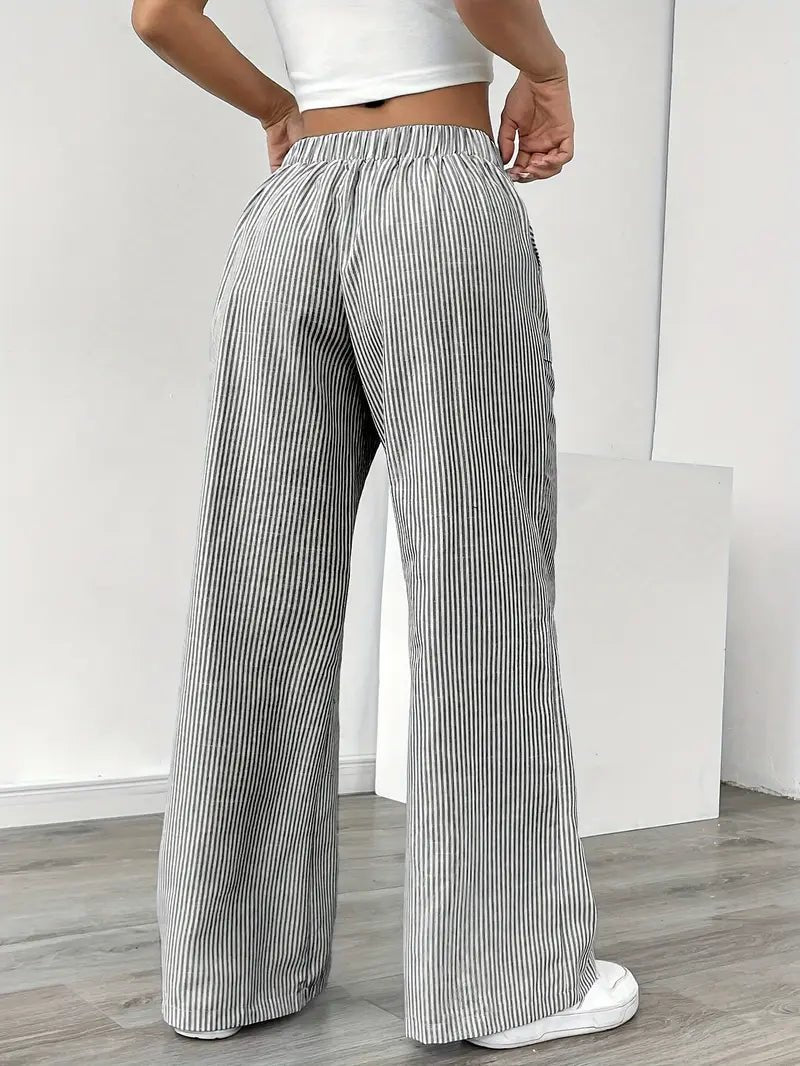 Women’s Linen Striped Wide Leg Trousers