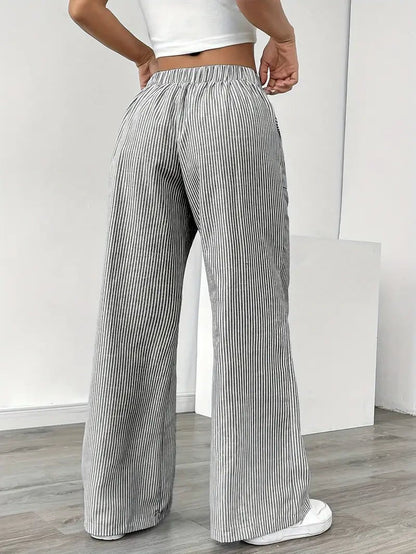 Women’s Linen Striped Wide Leg Trousers