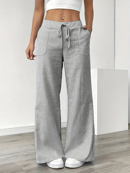 Women’s Linen Striped Wide Leg Trousers
