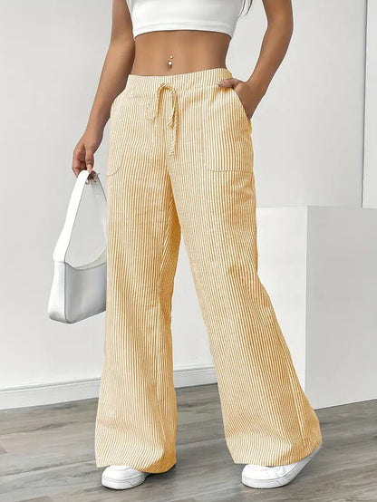 Women’s Linen Striped Wide Leg Trousers
