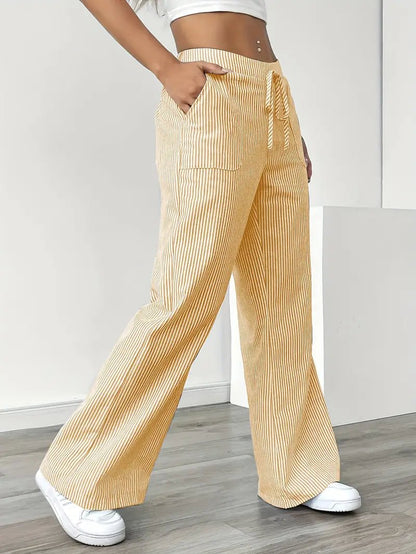 Women’s Linen Striped Wide Leg Trousers