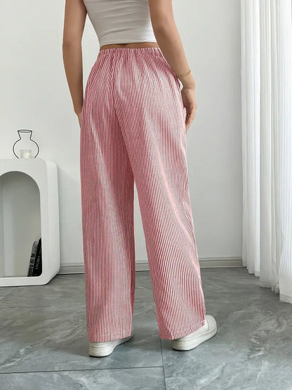 Women’s Linen Striped Wide Leg Trousers