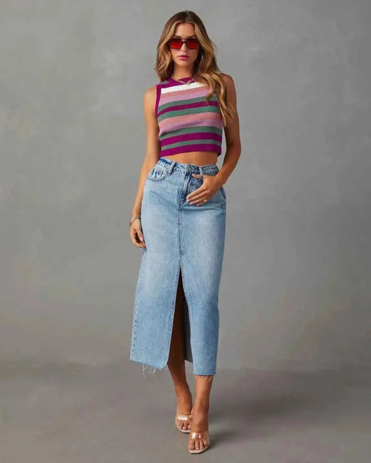 Women's Denim Slit Skirt