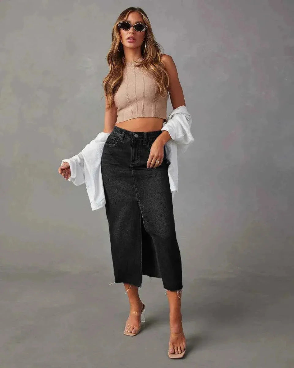 Women's Denim Slit Skirt