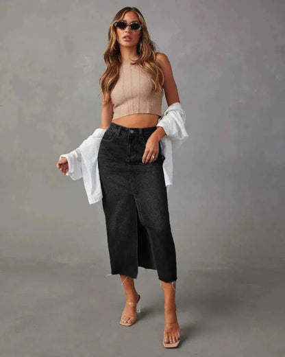 Women's Denim Slit Skirt