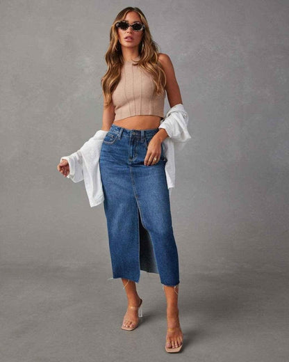 Women's Denim Slit Skirt