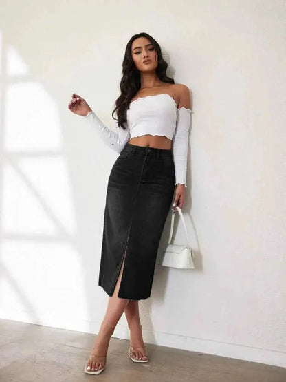 Women's Denim Slit Skirt