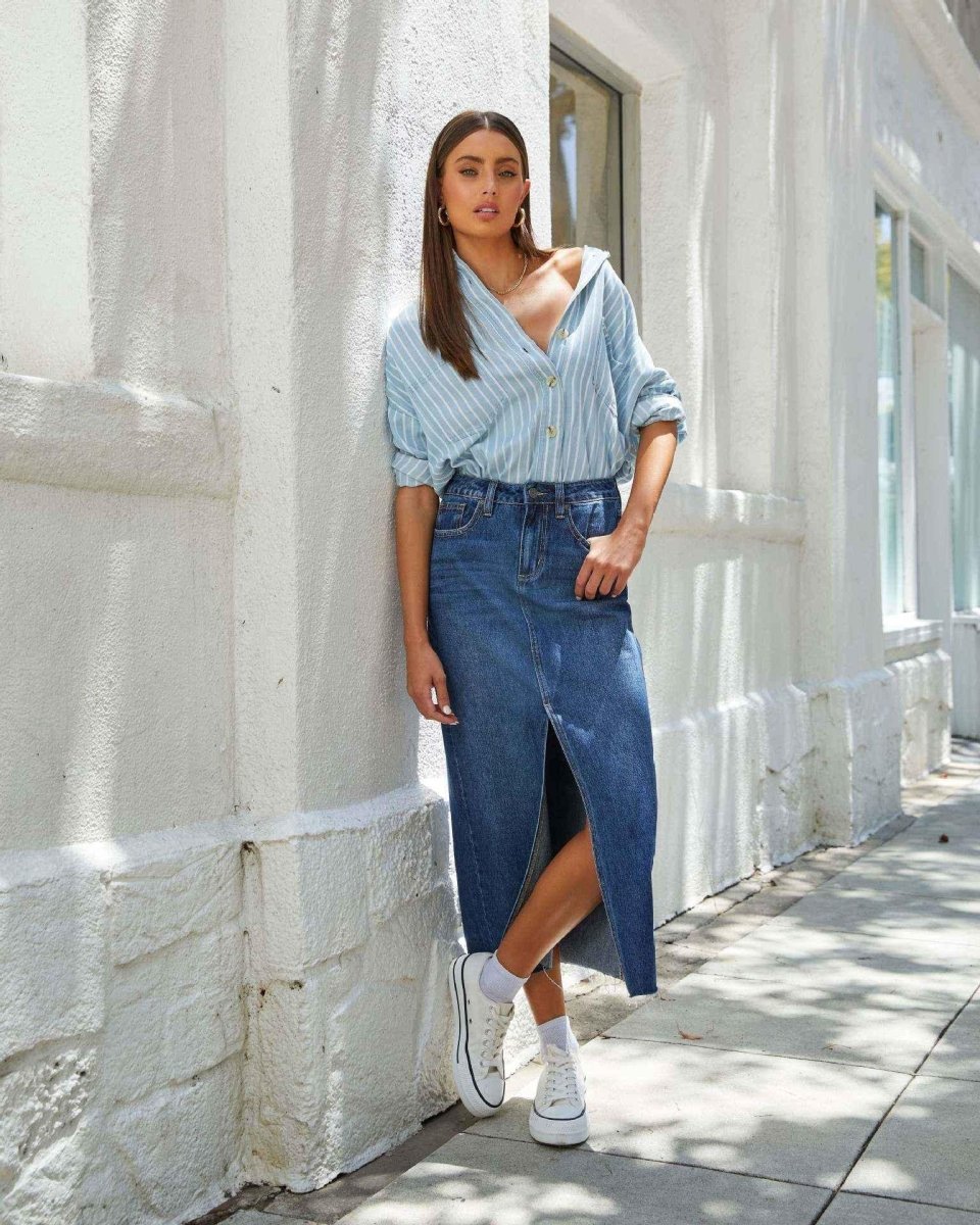 Women's Denim Slit Skirt