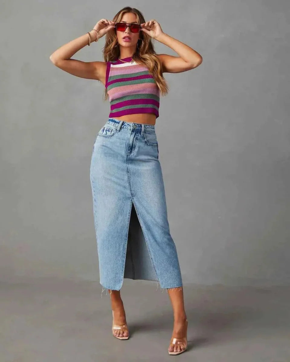 Women's Denim Slit Skirt