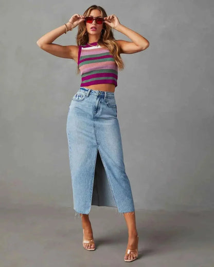 Women's Denim Slit Skirt
