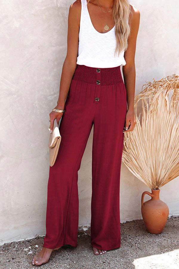 Women's Smocked Wide-Leg Trousers