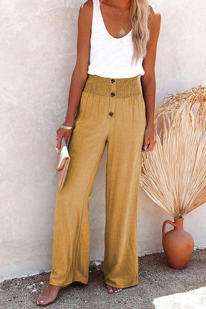 Women's Smocked Wide-Leg Trousers