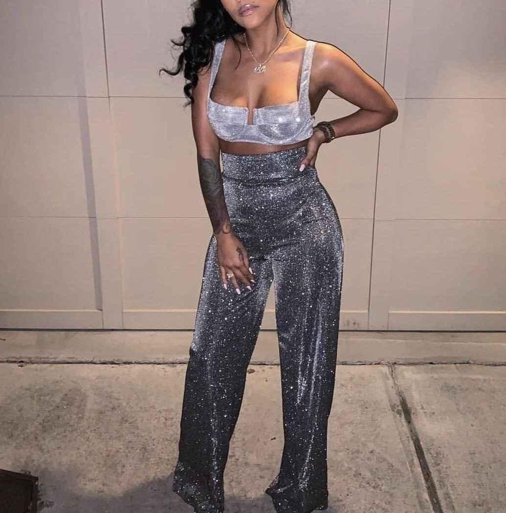 Women's Glitter High-Waist Trousers