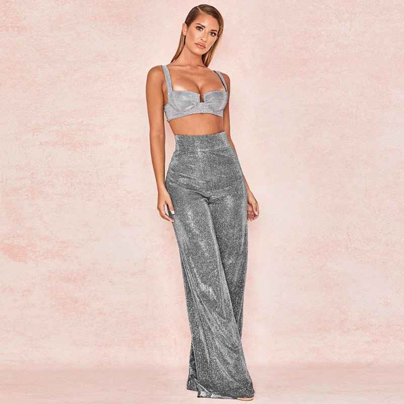Women's Glitter High-Waist Trousers