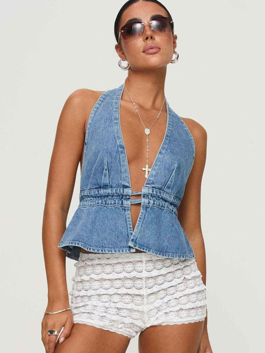 Women's Backless Halter Neck Top