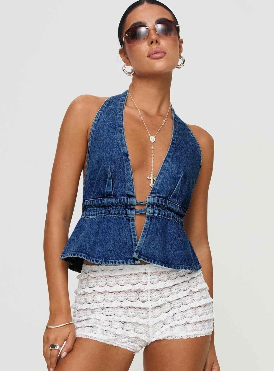 Women's Backless Halter Neck Top