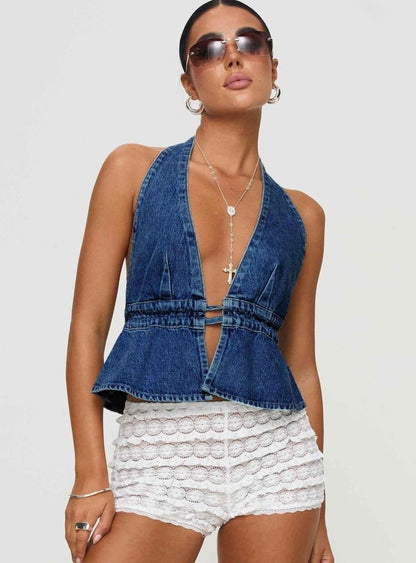Women's Backless Halter Neck Top