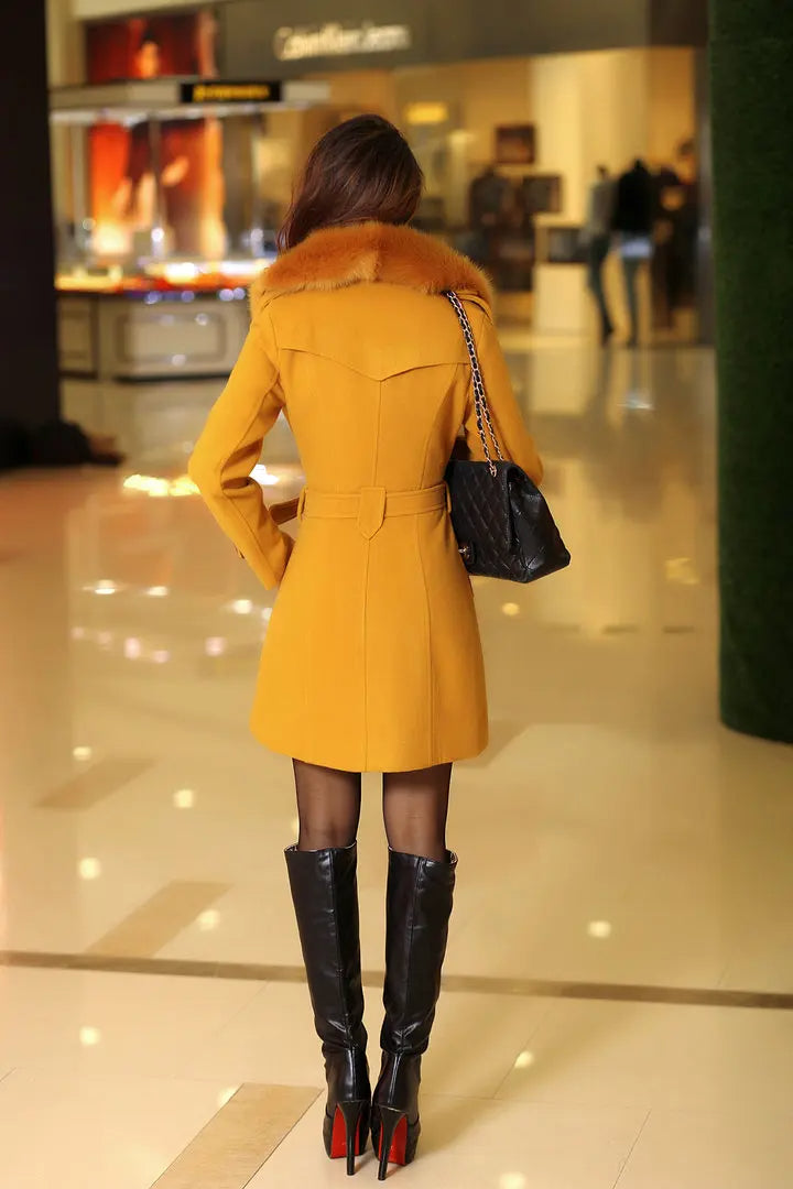 Women's Faux Fur Collar Coat