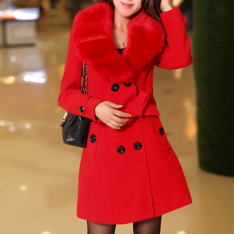 Women's Faux Fur Collar Coat