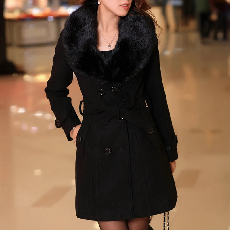 Women's Faux Fur Collar Coat