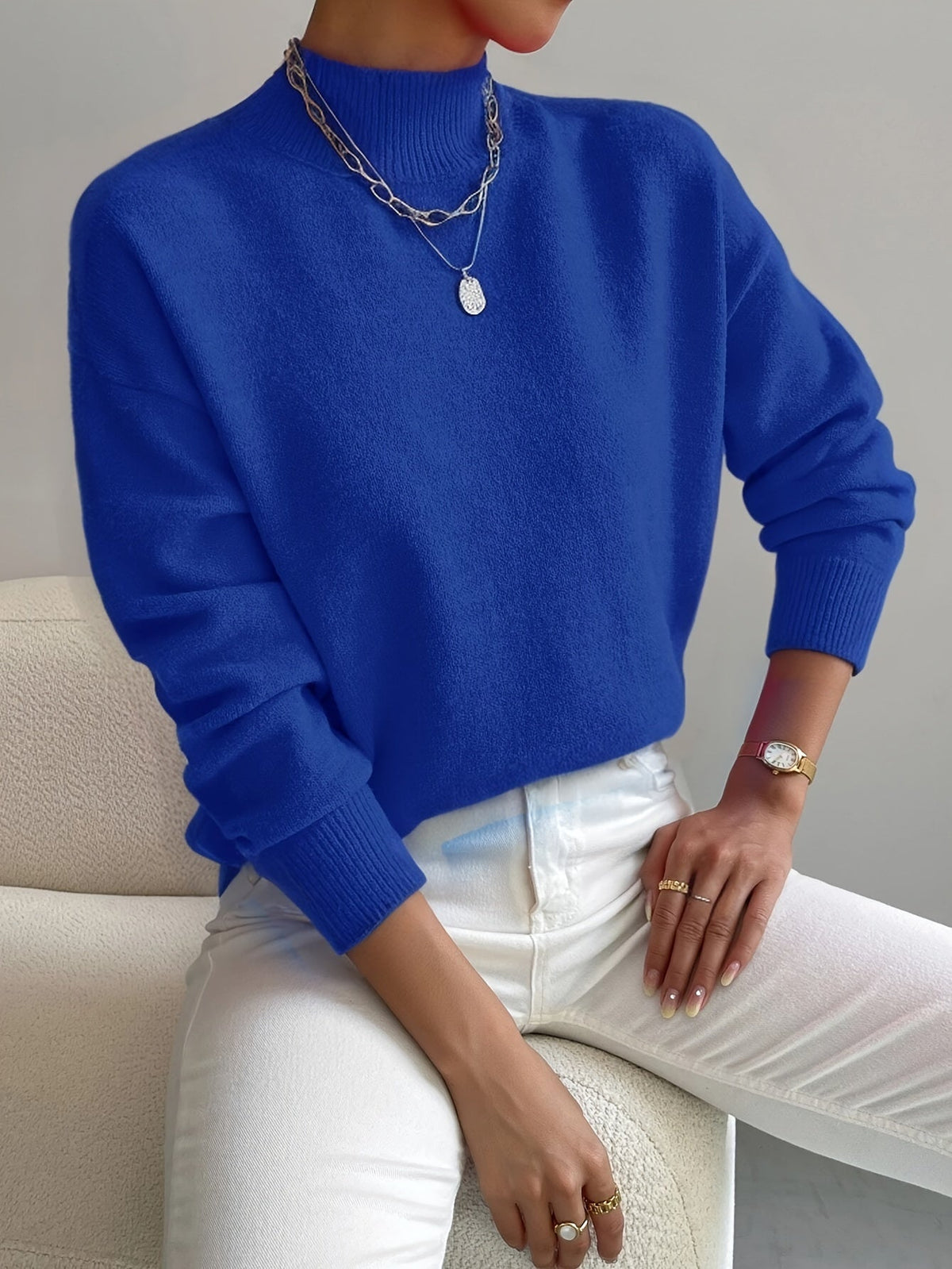 Women's Mock Neck Relaxed Sweater