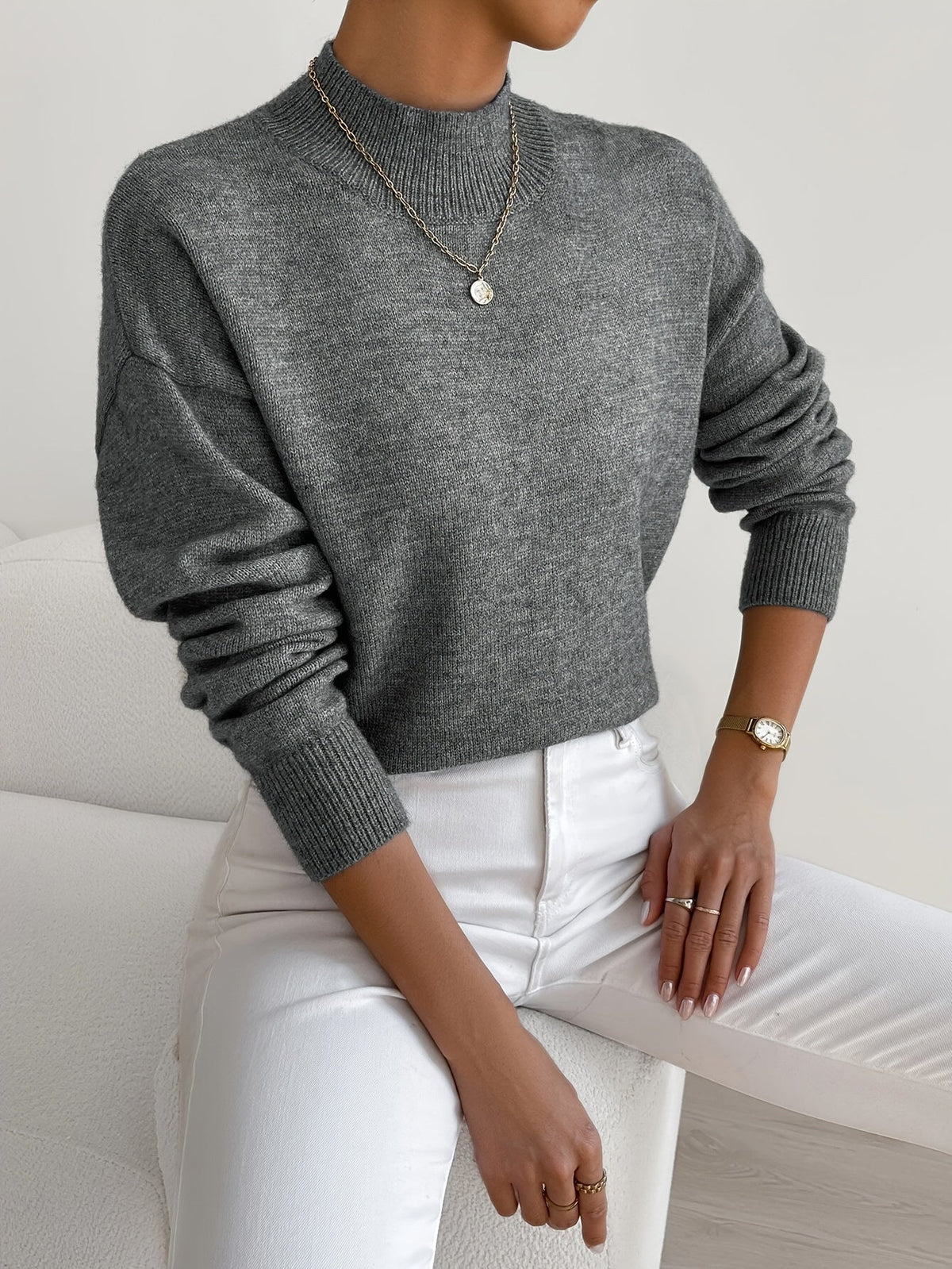 Women's Mock Neck Relaxed Sweater