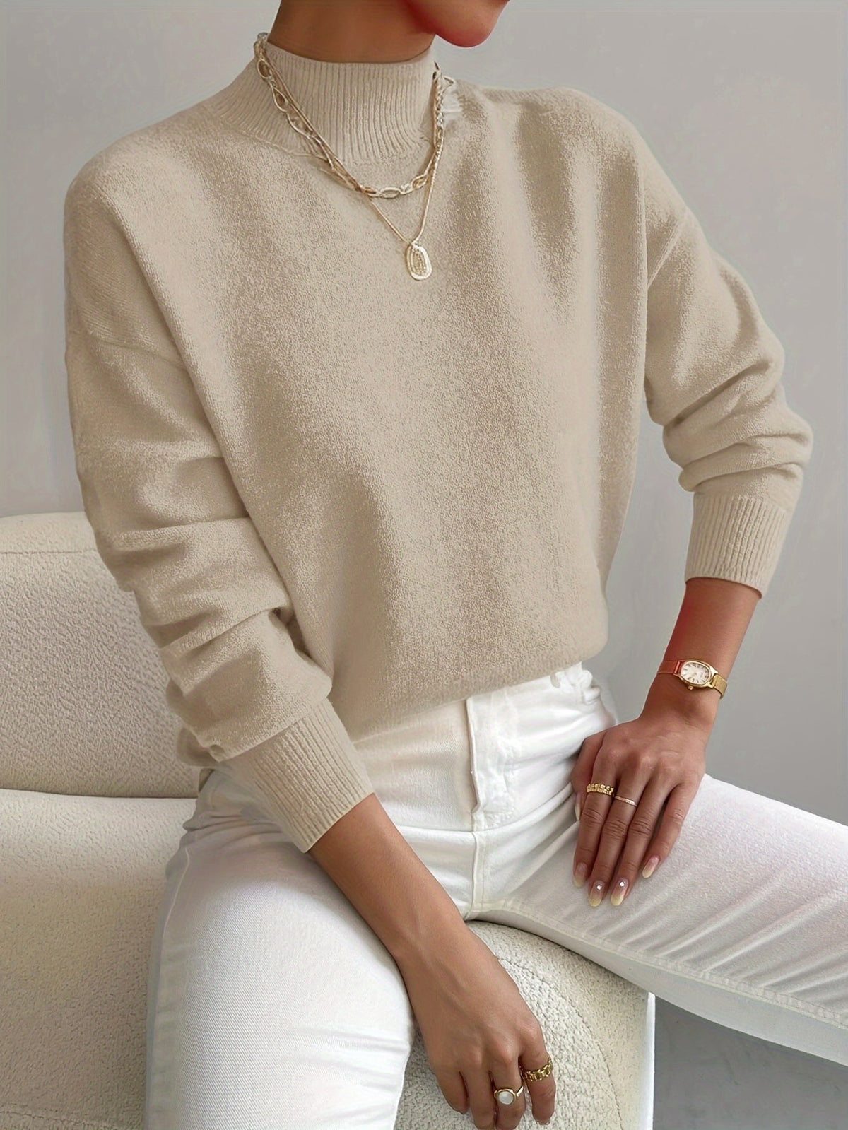 Women's Mock Neck Relaxed Sweater